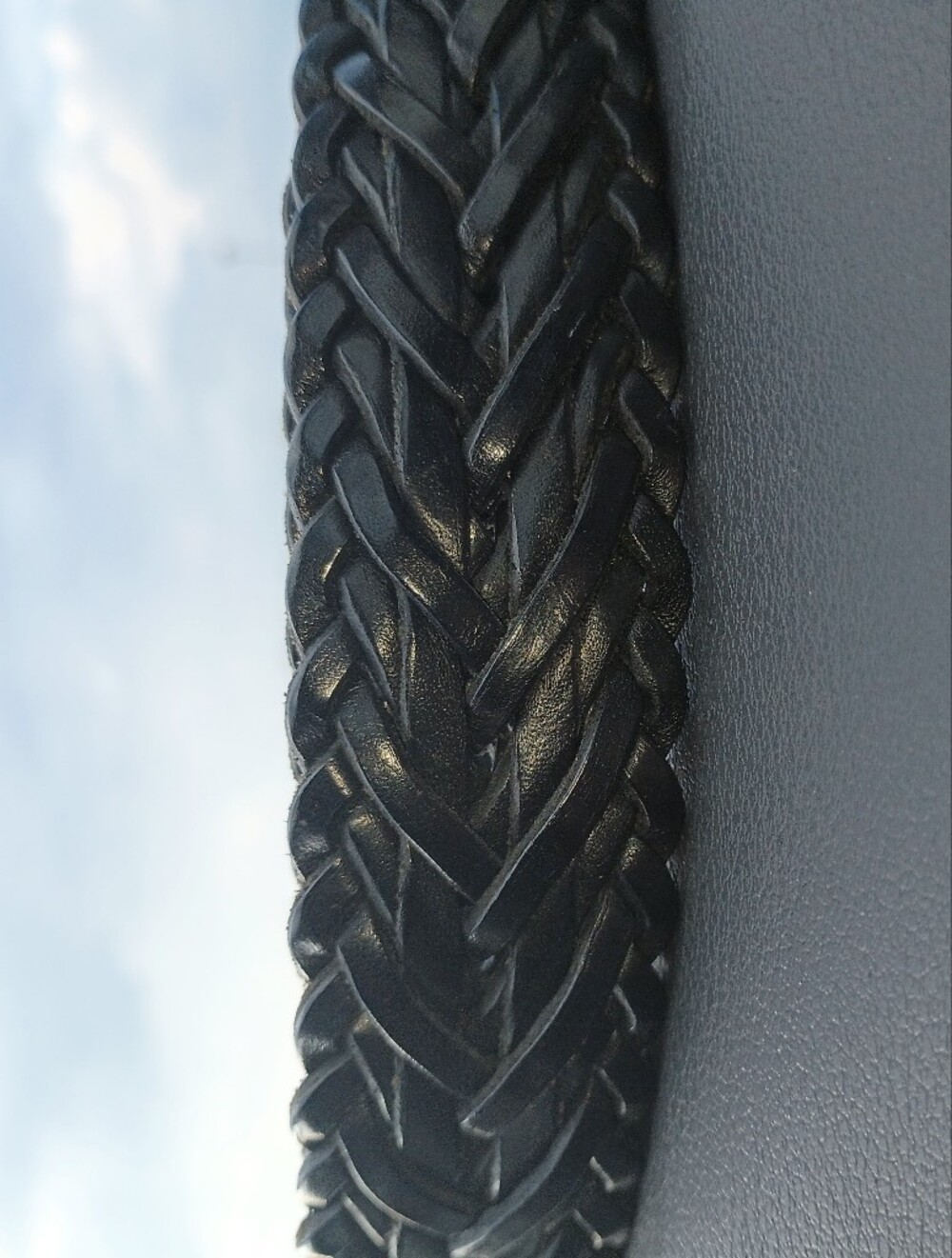 Coach Men's Woven Braided Leather Belt 42 Inch Vintage Black With Silver Buckle - Picture 3 of 9